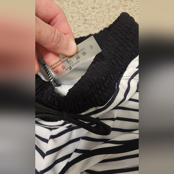 Striped Black and White Women's Shorts - Picture 4 of 8